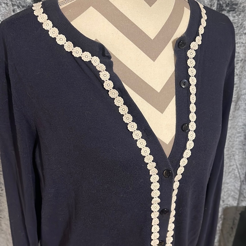 Navy Cardigan with white trim - Picture 1 of 5